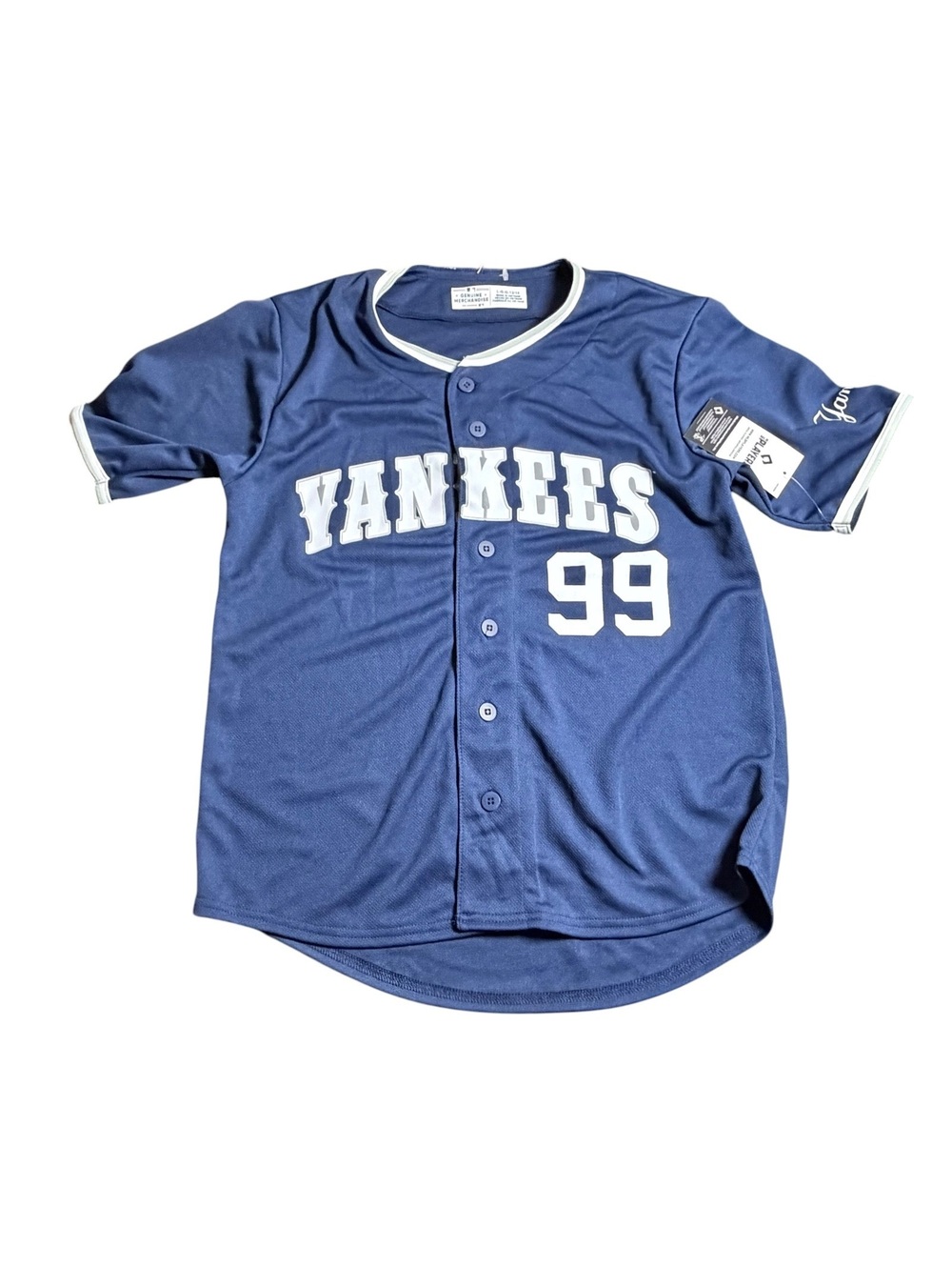 MLB YANKEES Aaron Judge #99 youth L/12-14 baseball button front  jersey shirt